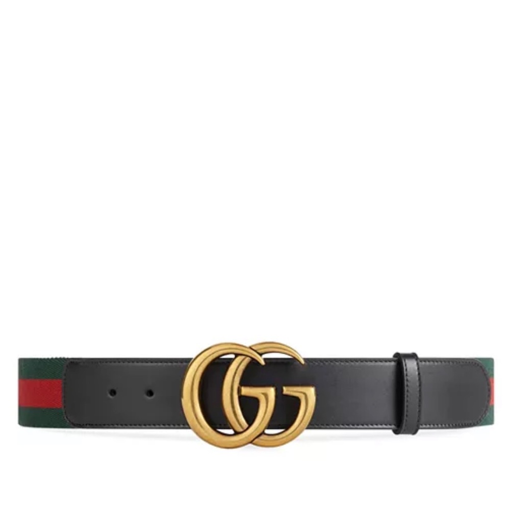 Gucci Brown Belt with Red and Green Web Design